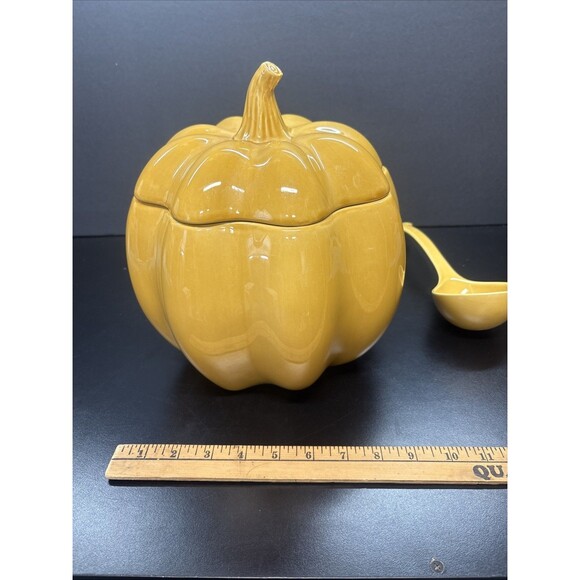 Large Ceramic Pumpkin Tureen With Ladle - Picture 11 of 11